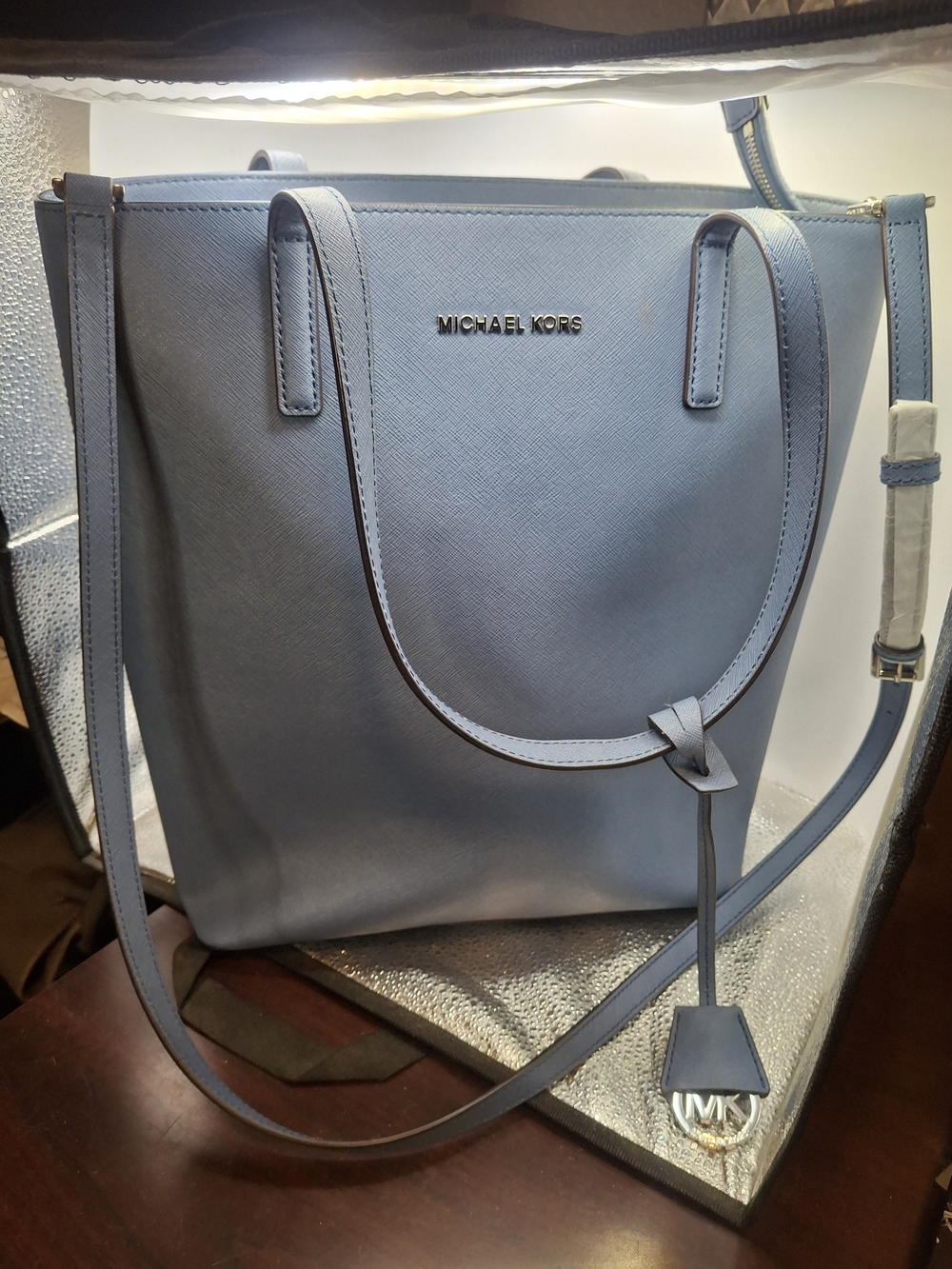 Michael Kors Pale Blue Leather Tote Bag Large